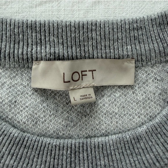 LOFT Gray Gingham Checkered Heart Knit Sweater - Picture 2 of 3